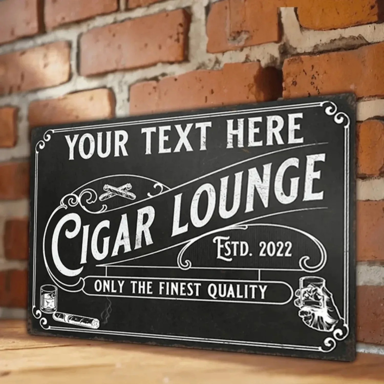 Home Bar Lounge - CIFbuy ป้ายอะลูมิเนียมซิการ์แบบปรับแต่งได้ ของตกแต่งผนังสไตล์วินเทจ ป้ายตกแต่งส่วนบุคคล สำหรับห้องส่วนตัว ร้านค้า